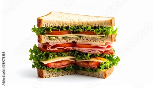 sandwich cut in half, ingredients visible in cross-section, hight detail