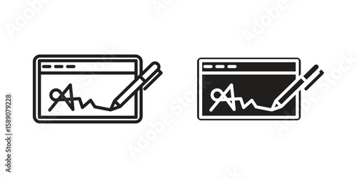 Electronic signature icon for web designs. editable pictogram.