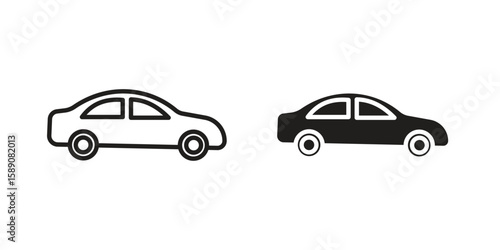 Compact car icon for web designs. editable pictogram.