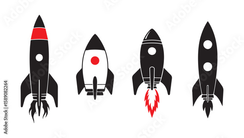 Rocket Silhouette Vector Illustration for Space, Startup, and Futuristic Design Concepts