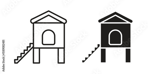 Chicken coop icon for web designs. editable pictogram.
