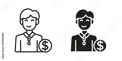 Cashier icon for web designs. editable pictogram.