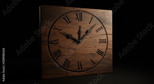 Wallpaper Mural Elegant wooden square clock with Roman numerals, a symbol of timelessness and craftsmanship Torontodigital.ca