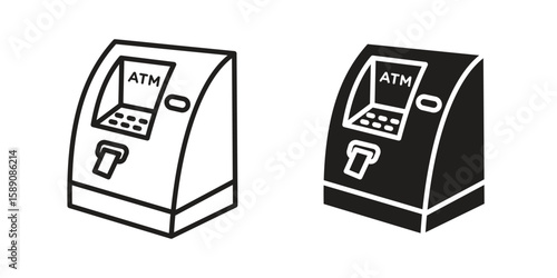 ATM machine icon for web designs. editable pictogram.