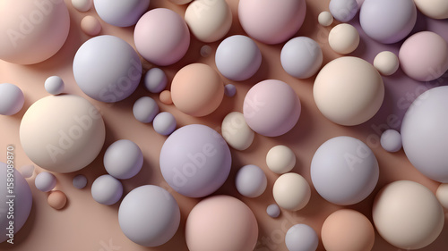 Geometric shapes: Pastel spheres abstract background