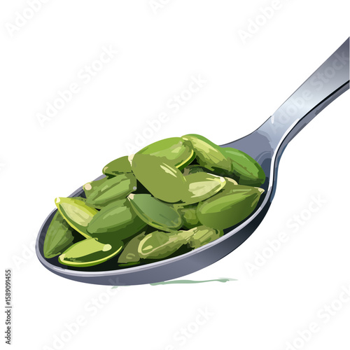Spoonful of Roasted Pumpkin Seeds, A Healthy Snack and Ingredient