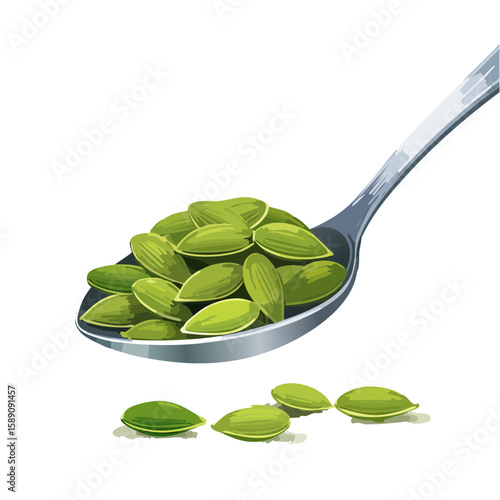 A Spoonful of Pumpkin Seeds: Detailed SVG Illustration for Healthy Eating Concepts