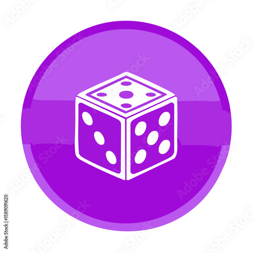 Dice on Purple Button Illustration Casino Game Luck Play Gambling Risk Chance