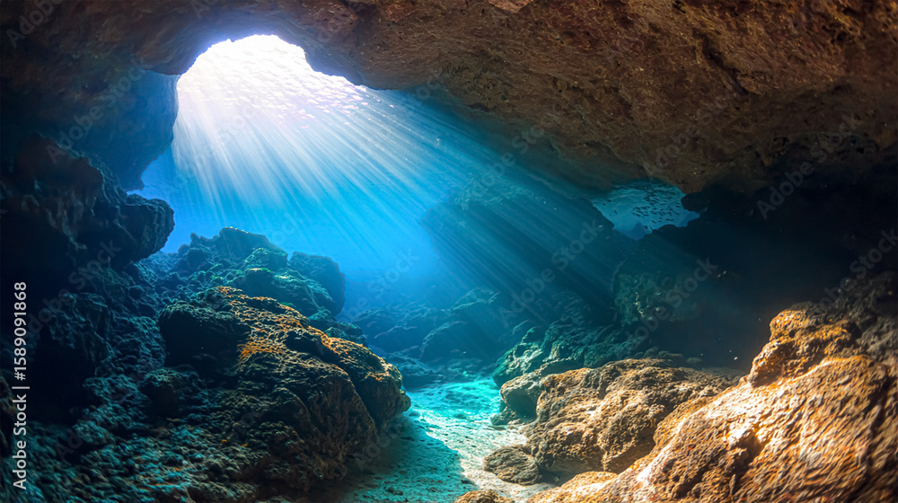 Obraz premium Tranquil underwater scene with copy space.