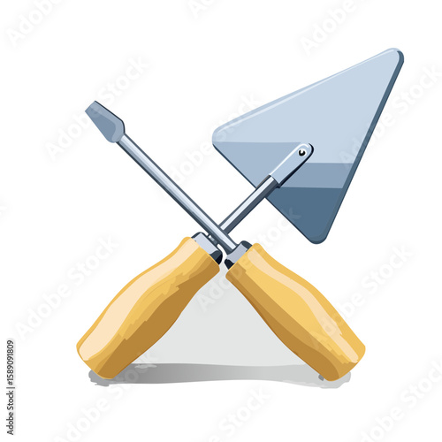 Illustration of Two Trowels Crossed Against a Black Background