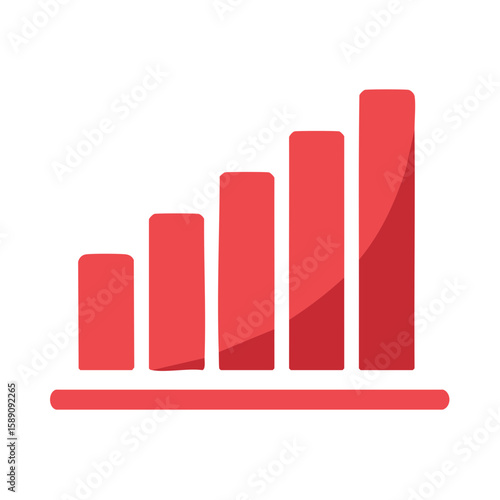 Free Download Growing red bar graph icon illustrating business performance and upward trends - GFXLoad