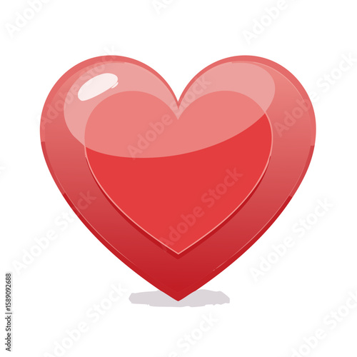 Red heart shaped symbol for love and romance in an illustration for Valentine's day card design