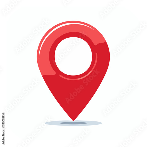 Bright red location pin pointing to destination for map mobile navigation concept