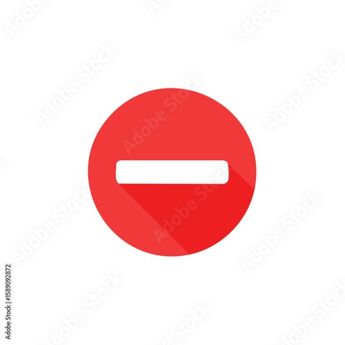 Red circle with a white horizontal bar icon on black background Concept for prohibition and restriction for traffic and web design