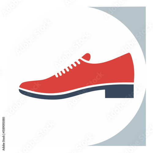 Red dress shoe illustration for apparel or fashion concept elegant footwear stylish accessory formal wear flat vector design single object isolated