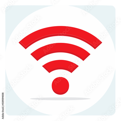 Red wifi symbol wireless connection network icon internet access communication modern tech digital hotspot zone connection signal