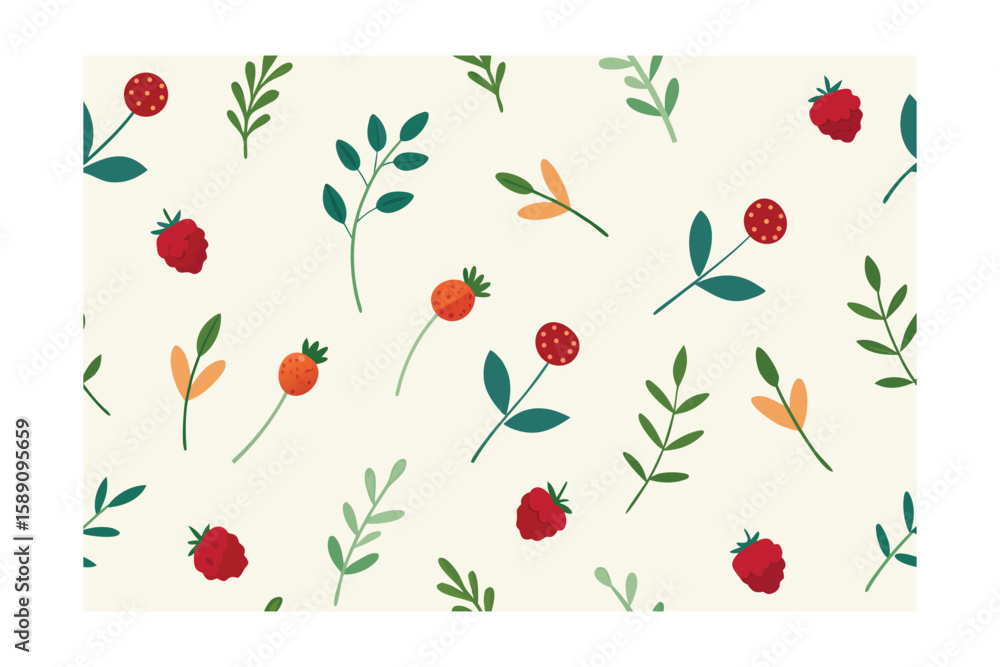custom made wallpaper toronto digitalBerries And Meadow Herbs Seamless Vintage Style