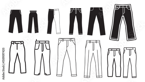 Pants Silhouette Collection Vector Illustration