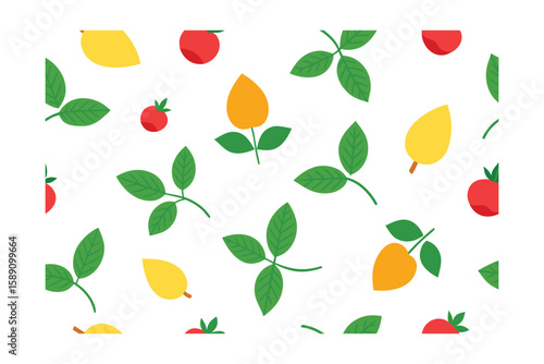 Rose Hips And Lemon Balm Leaf Seamless Botanical