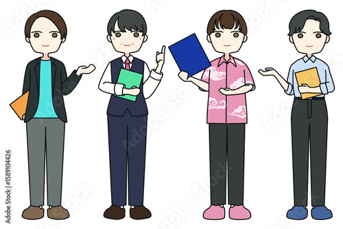 案内をする社会人男性