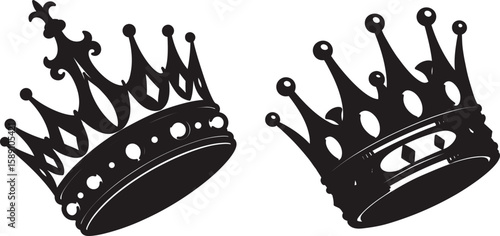Silhouette of Two Ornate Crowns