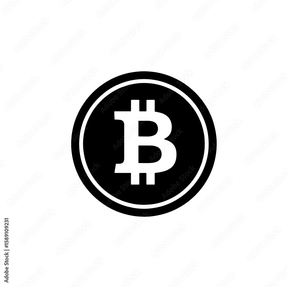 A black and white Bitcoin symbol, representing cryptocurrency and digital finance. A black and white Bitcoin symbol, representing cryptocurrency and digital finance.