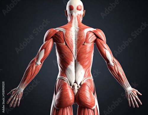 Anatomical illustration of female back muscles