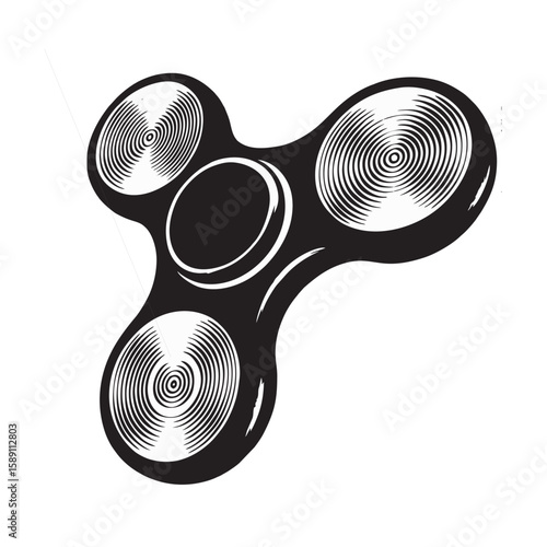 silhouette image of finger spinner with transparent color background