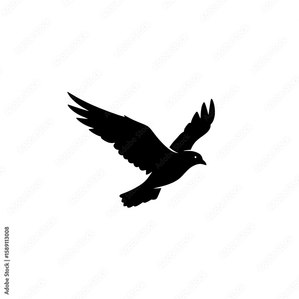 Obraz premium Silhouette of a soaring bird with outstretched wings, depicted in flight.