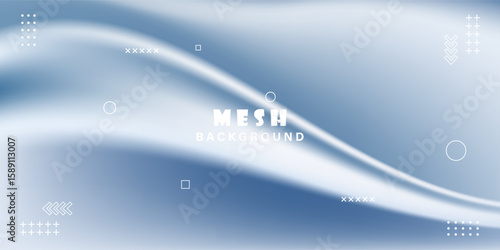 Blue and white luxury fabric wave background. Smooth fluid waves. Elegant shiny silk satin texture. Vector illustration.
