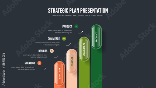Financial Review 4 Option Diagram Presentation Template. Business Overview Four Element Infographic Slideshow Layout. Investor Development Slide Design Vector Illustration.