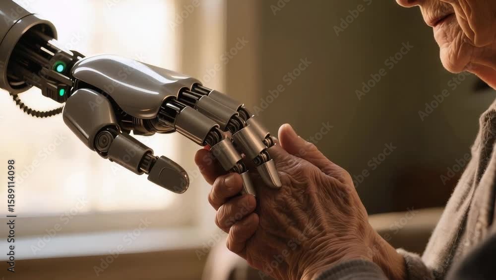 Robot de compañía ayudando a una persona mayor 