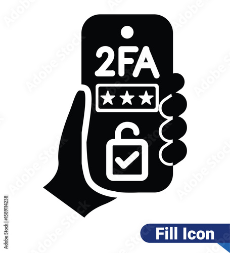 2FA Authentication Flat Fill Vector for Cybersecurity and Network Protection