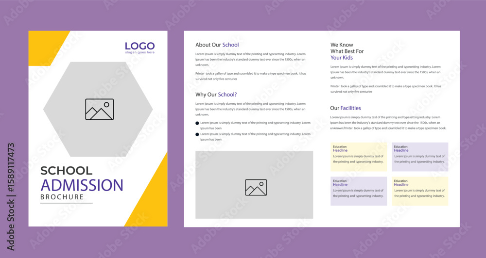School Admission kids brochure and social media post, banner template School Admission kids brochure and social media post, banner template