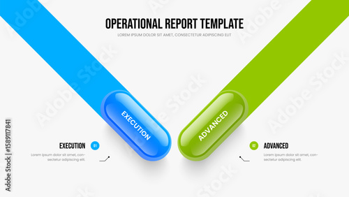Modern Profile Two Step Infographic Presentation Layout. Consulting Visualization 2 Element Diagram Slideshow Template. Digital Portfolio Slide Design Vector Illustration.