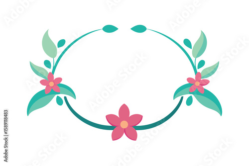 Abstract Cartoon Floral Curve Frame