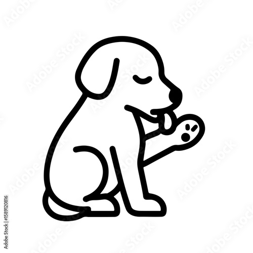 Dog Licking Paw Outline Icon