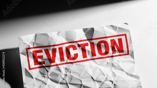 Eviction Notice - Crumpled Red-Stamped Paper Symbolizing Financial Struggle and Social Pressure