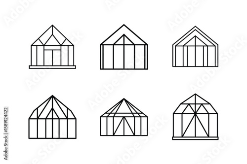 greenhouse frame icon line art vector illustration