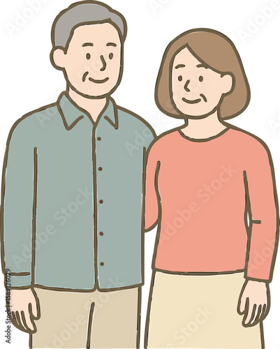 노부부, 따뜻한, 미소, 사랑, 연보라, 국민, 사람, 가족, 부부, 사랑, 