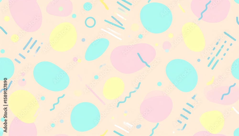 Abstract Memphis Pattern with Pastel Blob Shapes and Sharp Graphic Lines on Beige Background Abstract Memphis Pattern with Pastel Blob Shapes and Sharp Graphic Lines on Beige Background