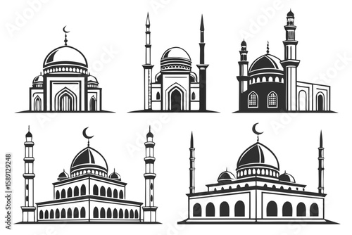 Islamic mosque vector silhouette editable file icon 