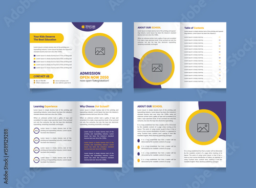 Kids back to school education admission trifold brochure template, school trifold brochure design, flyer template, social media post, kids academy brochure template