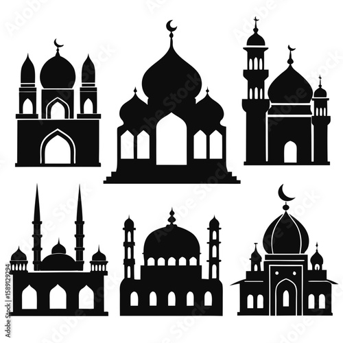 Islamic mosque vector silhouette editable file icon 