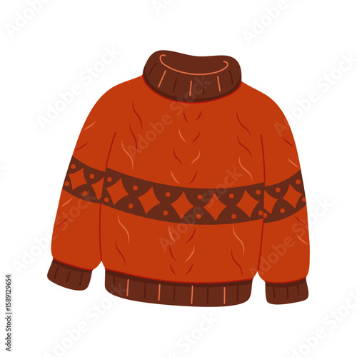 Cozy autumnal sweater. Fall apparel clothes.Vector flat cartoon illustration