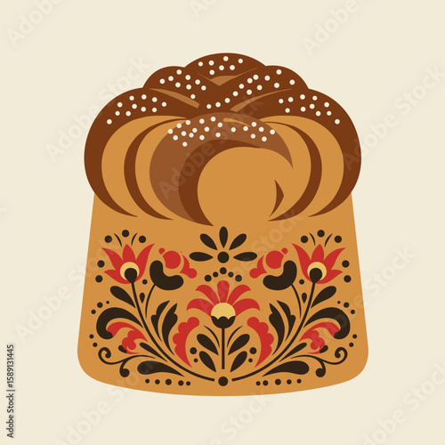 Decorative bread with floral patterns in traditional style  