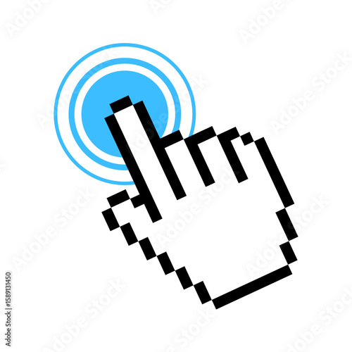 Mauszeiger Hand Pixel "hier klicken" Vektor Icon