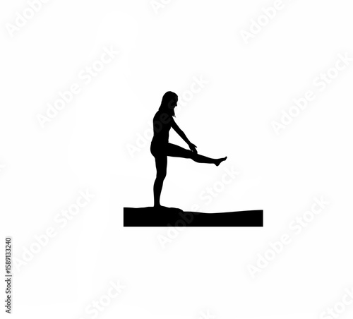 Silhouette of woman tapping foot while standing on white background