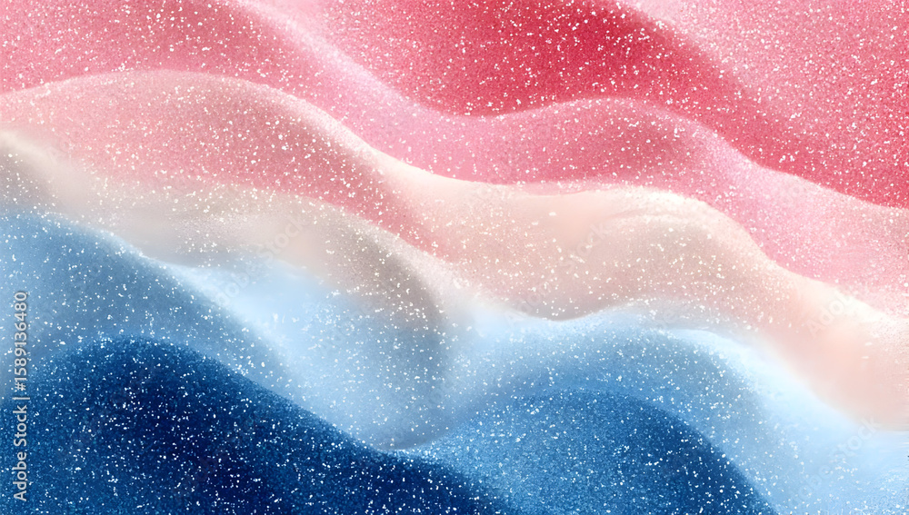 Obraz premium Vibrant waves of color blend seamlessly, creating an abstract backdrop of pink, blue, and shimmering white. Perfect for artistic and creative projects.