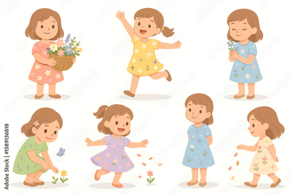 Little Girls in Floral Dresses A Collection of Playful Childhood Moments with Blossoms Little Girls in Floral Dresses A Collection of Playful Childhood Moments with Blossoms